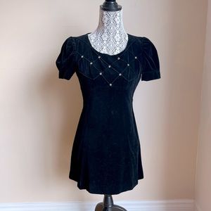 Vintage 70s mini black velvet dress